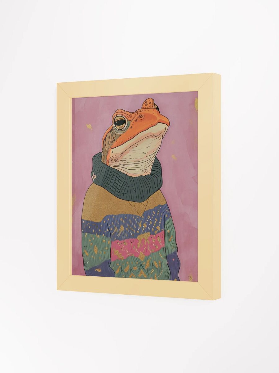 Whimsical Frog in Cozy Sweater Framed Poster product image (5)