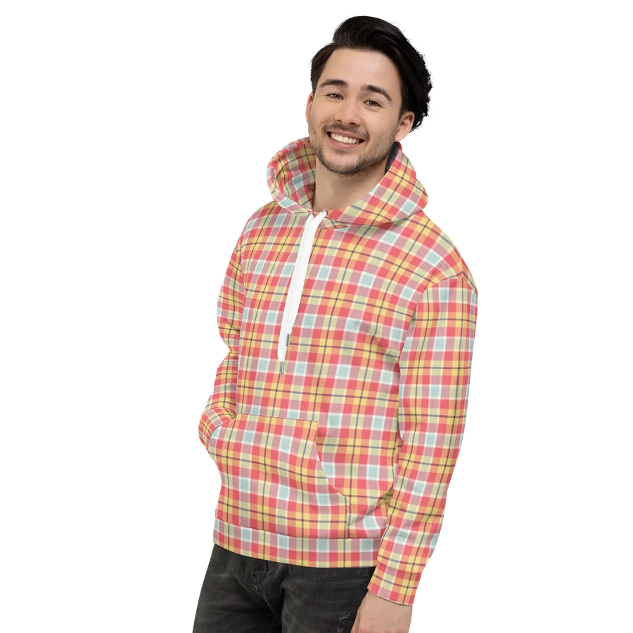 Coral Pink, Yellow, and Mint Green Plaid Hoodie product image (4)