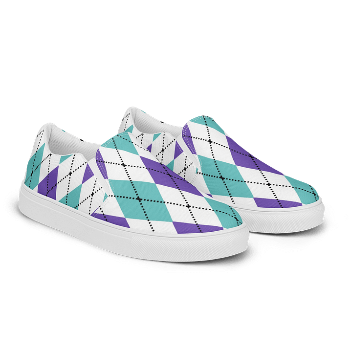 White Argyle Women's Slip-On Shoes product image (2)