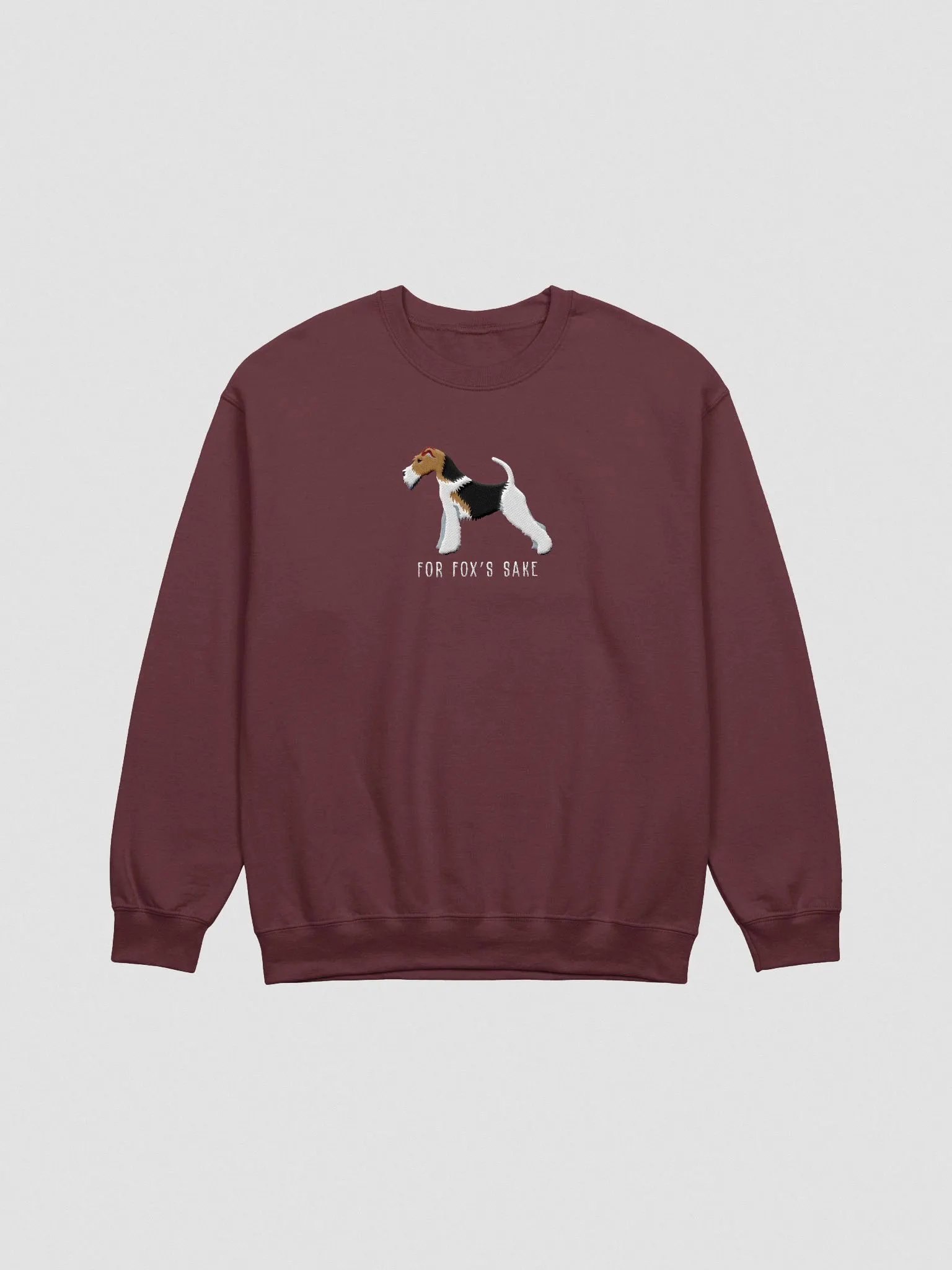 For Fox's Sake Sweatshirt (Embroidered) of a Wire Fox Terrier(Black, Tan, & White) product image (4)