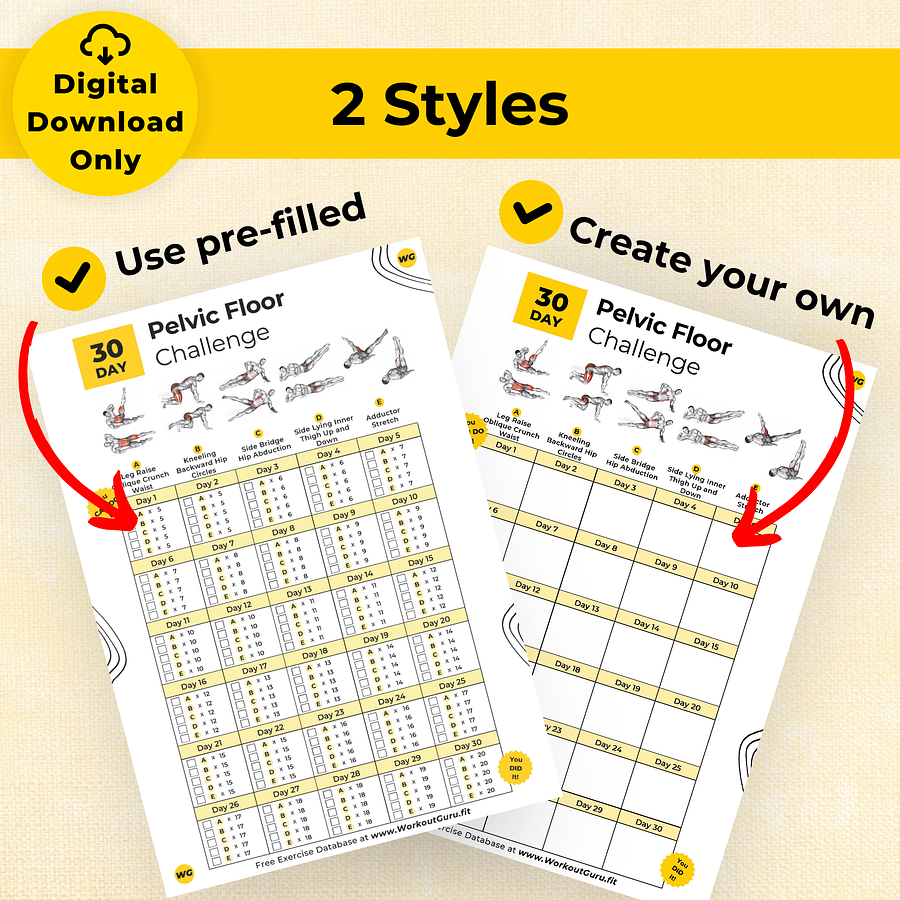 30 Day Pelvic Floor Challenge - Printable Workout Tracker product image (4)