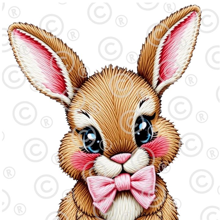 Cute Faux Embroidered Easter Bunny Digital Download – High-Quality PNG product image (1)