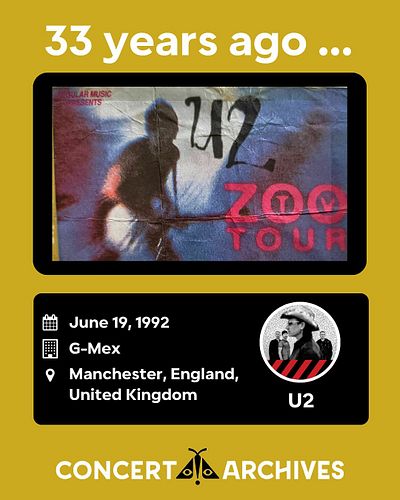 🎟 This Day in Concert History

June 19, 1992 — U2 lit up Manchester on the Zoo TV Tour 🇬🇧📺⚡

Blinding visuals, nonstop satell...