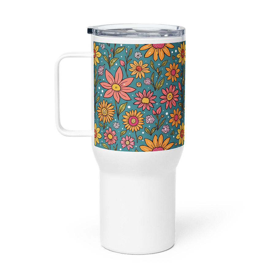 Fun Happy Floral Stainless Steel Travel Tumbler with Handle product image (1)