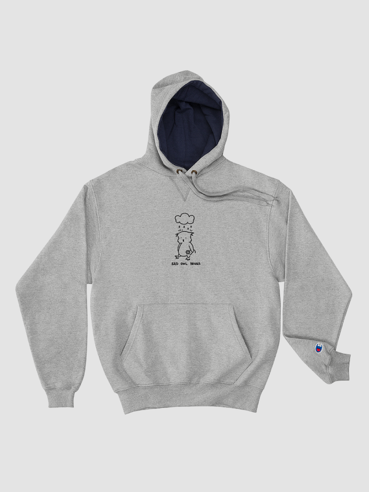 Sad Owl Hours Champion Cotton Max Hoodie (White Embroidered) product image (1)