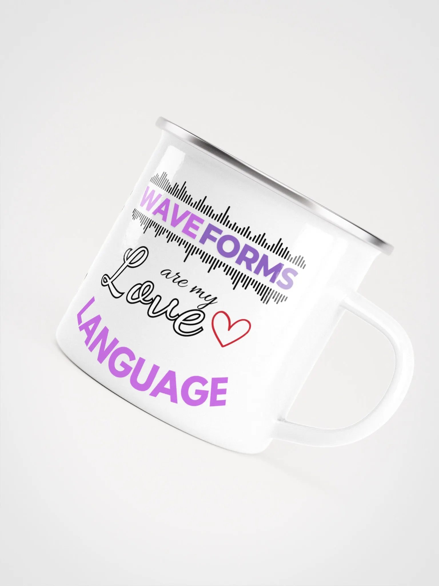 "Waveforms Are My Love Language" Enamel Coffee Mug product image (5)