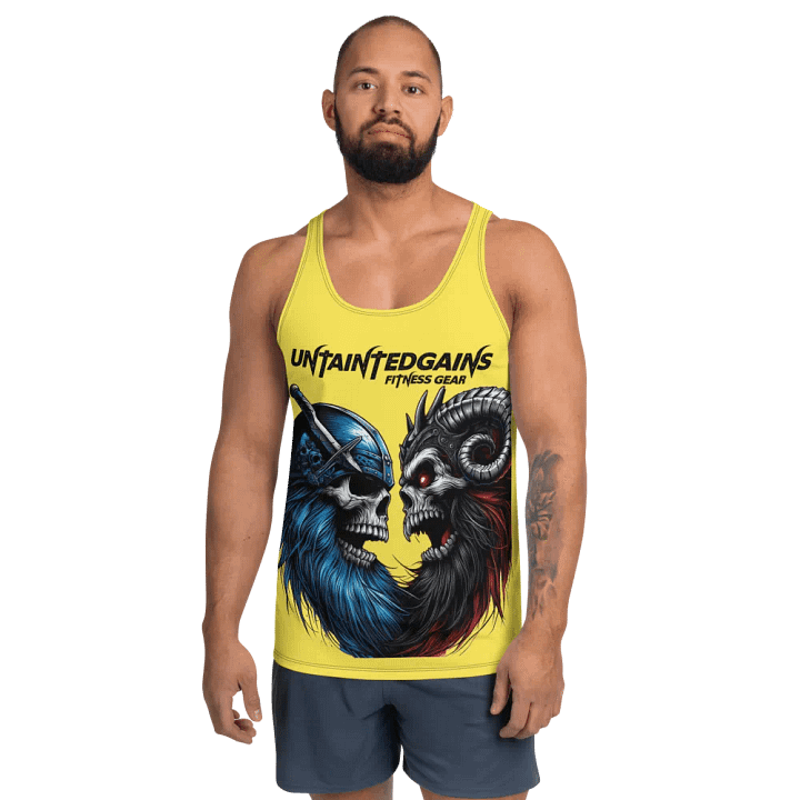YELLOW UNTAINTED GAINS TANK TOPS product image (1)