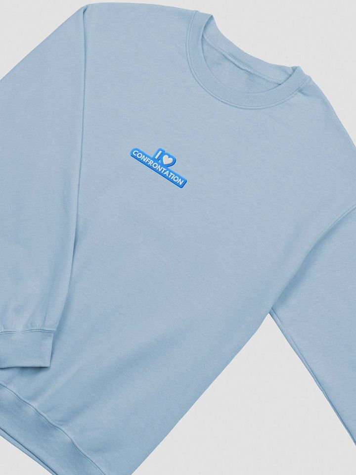I <3 Confrontation embroidered crewneck (light blue + white design) product image (1)