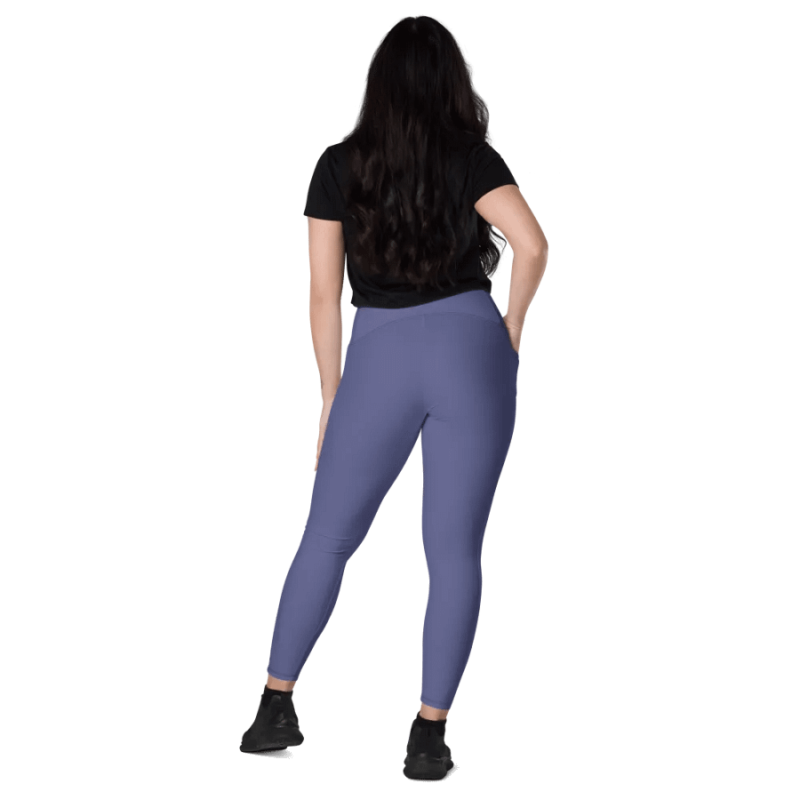 Plain Dark Purple Soft Summer Women's High Waisted Premium Crossover Leggings with Pockets by Treasure Pie product image (8)
