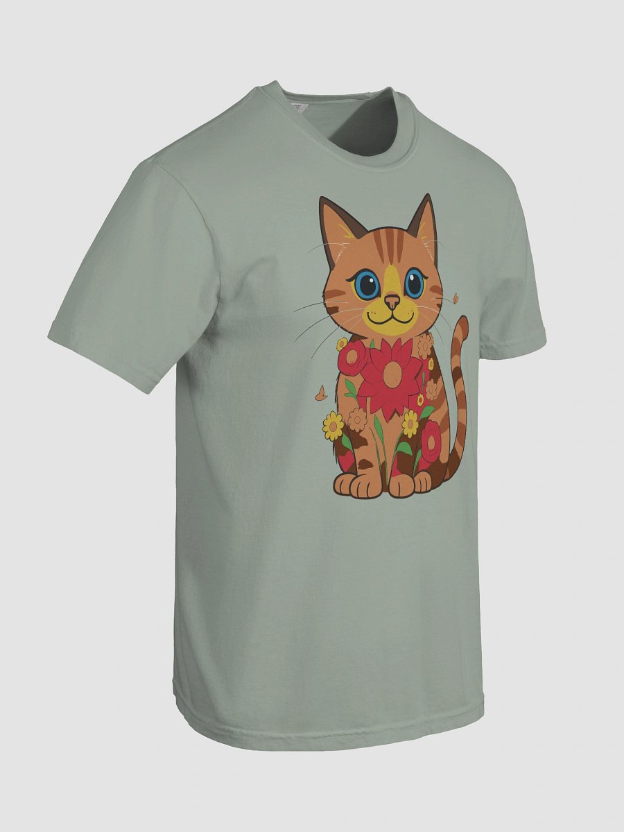Striped Cat and Floral Bliss T-Shirt product image (5)