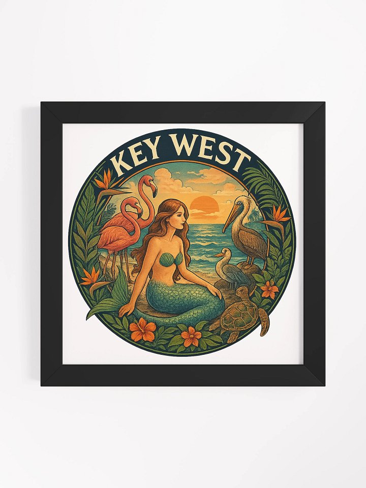 Key West Framed Poster with Mermaid, Birds, and Turtle product image (7)