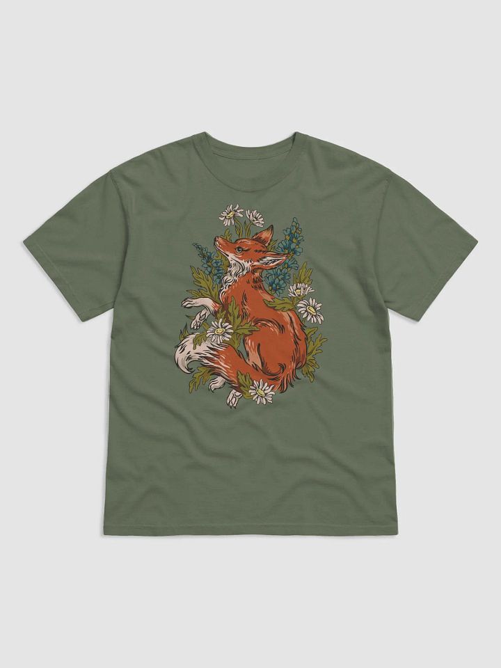 Goblincore and Cottagecore Shirts for Fox Lovers | Red Fox on a Bed of Chamomile Flowers Botanicals T-Shirt product image (16)
