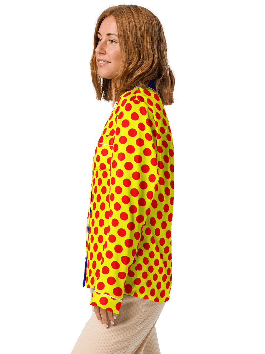 Red Polka Dots on Yellow Women's Long Sleeve Pajama Top product image (3)