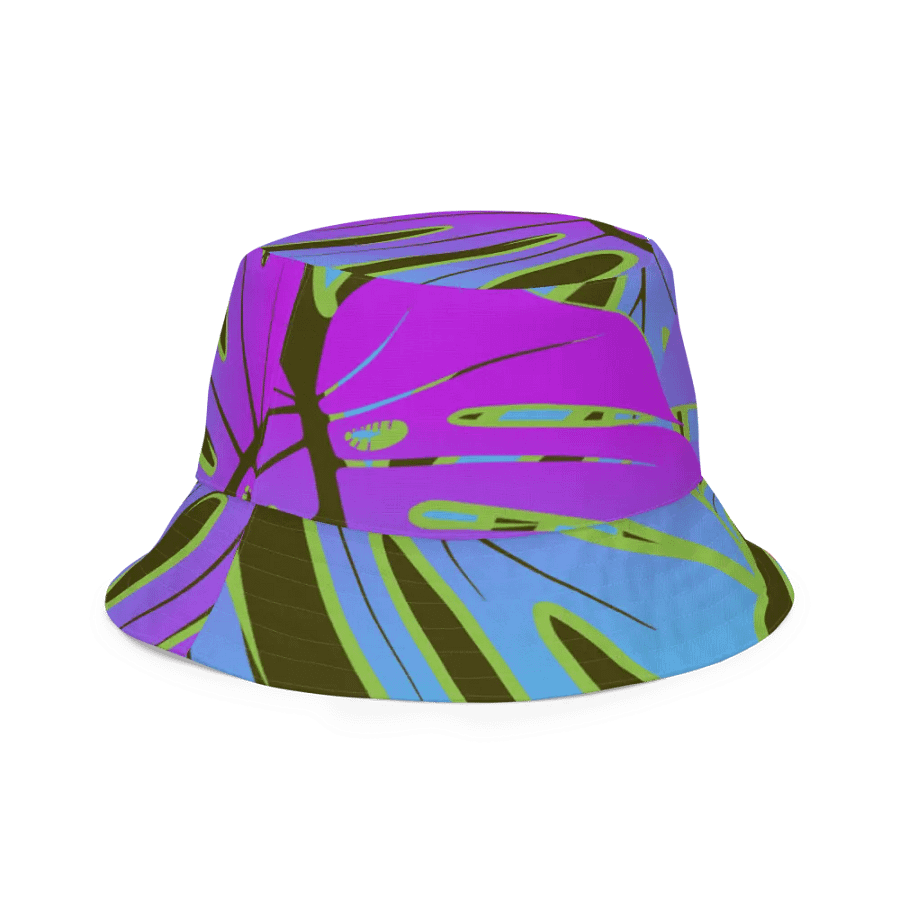 Dark Mode Neon Monstera Madness Reversible Bucket Hat product image (4)