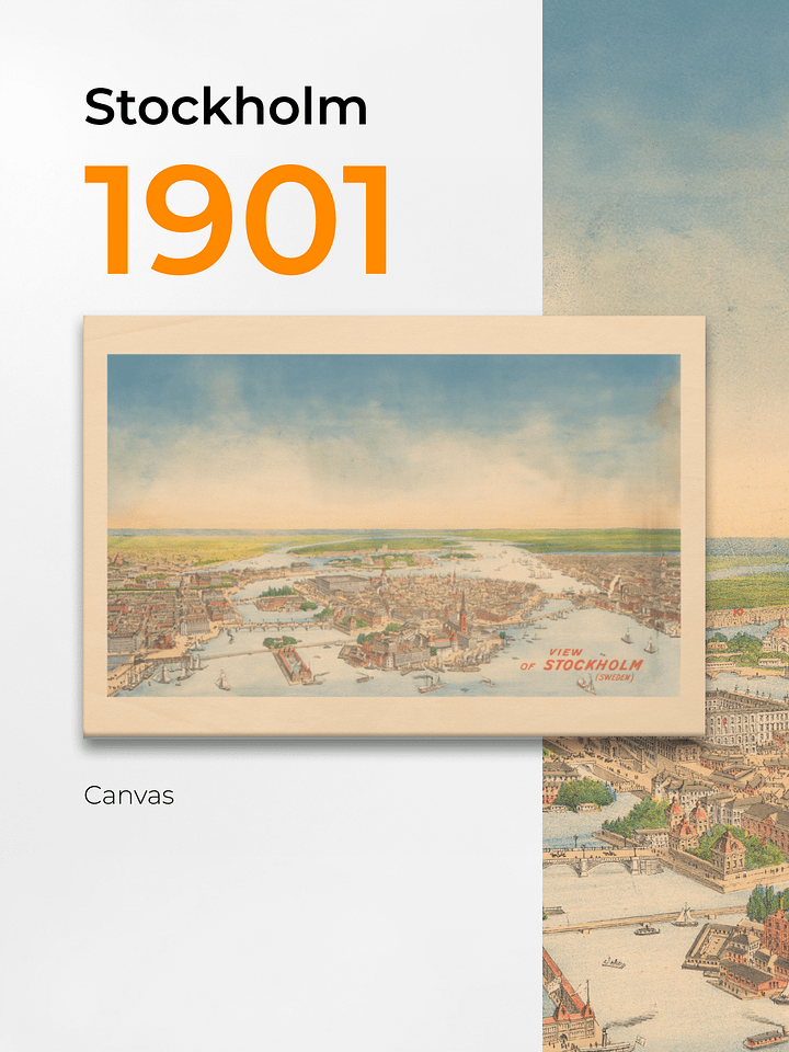 Stockholm Aerial View Canvas Print – 1901 Hand-Drawn Cityscape product image (1)
