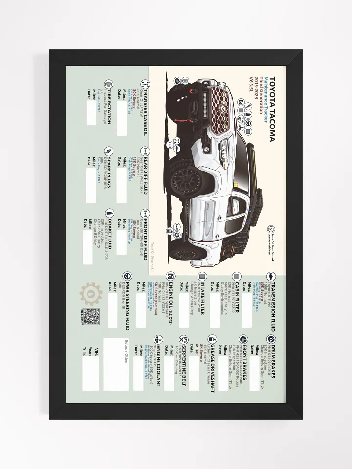3RD GEN MAINTENANCE TRACKER V1.1 - White (Framed) product image (2)