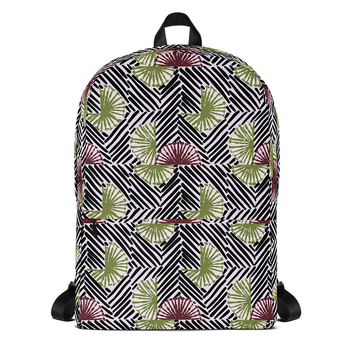 Afrococo Fan Stripes Geometric Laptop Backpack w/ Front Pocket product image (1)
