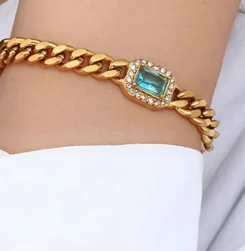 FASHION 4 PC GOLD BLUE TOPAZ BRACELET SET product image (2)