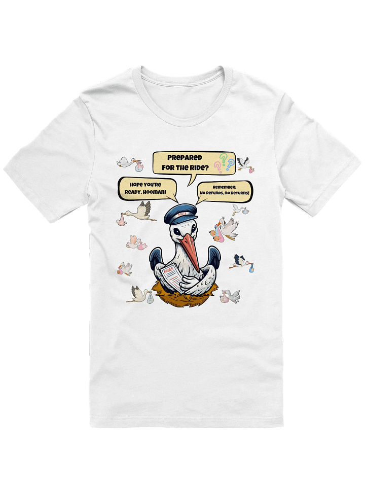 Funny Stork Pregnancy Announcement Tee, Month Delivery, No Refunds No Returns Maternity T-Shirt - Unisex Heavy Cotton, Graphic Baby product image (2)