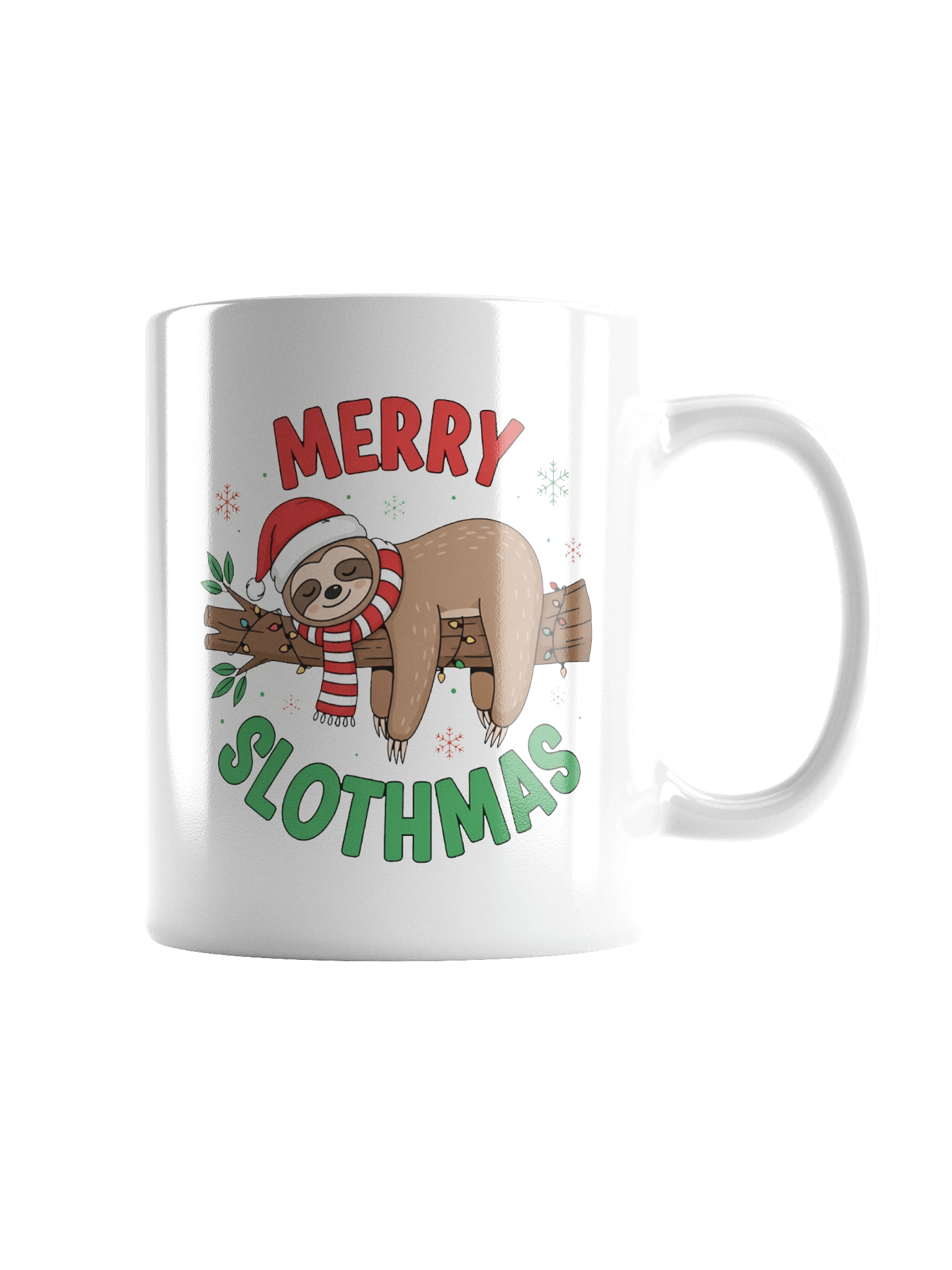 Merry Slothmas White Glossy Mug product image (4)
