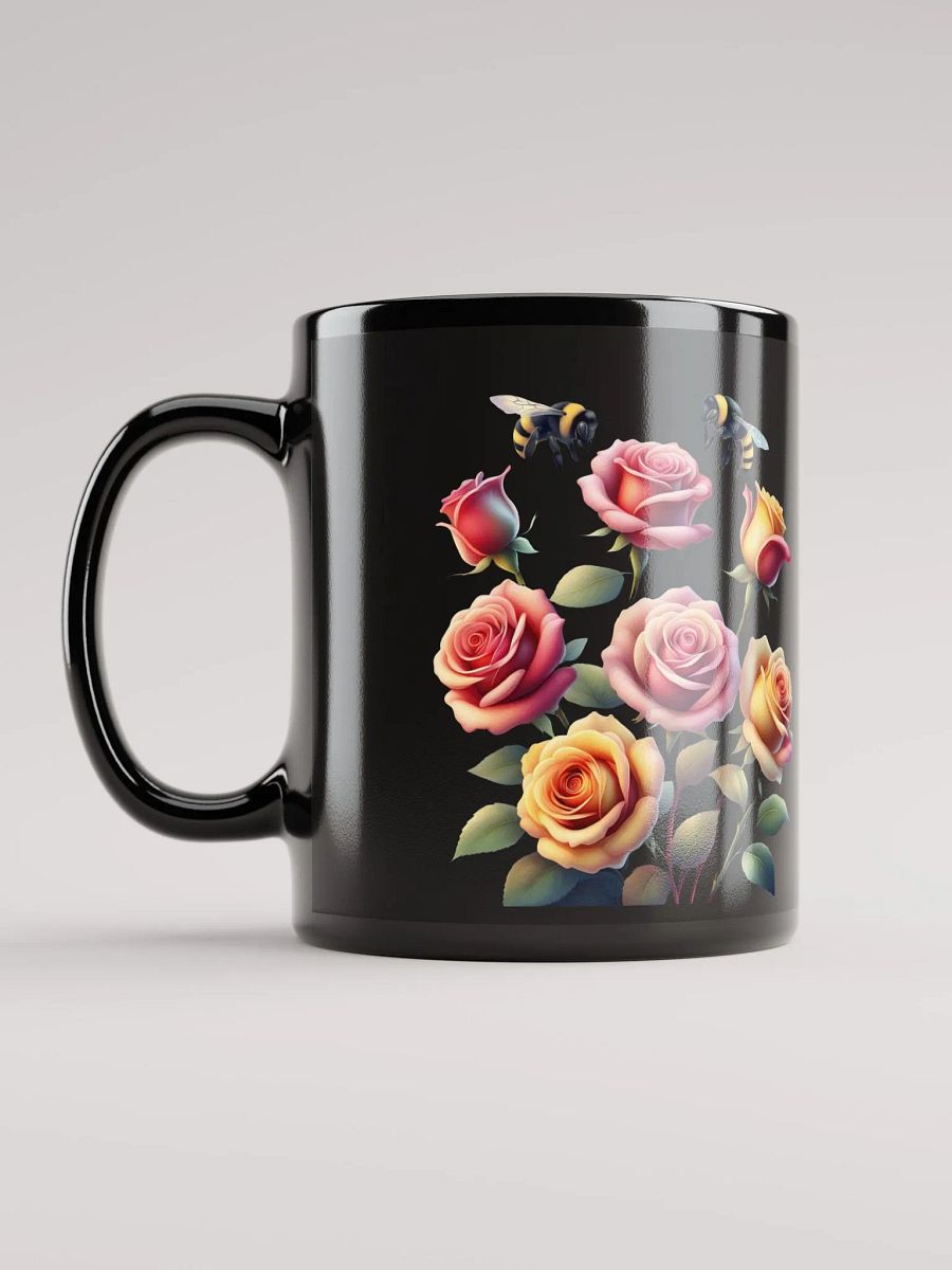 Honey Bees and Roses Graphical Design Black Mug product image (9)
