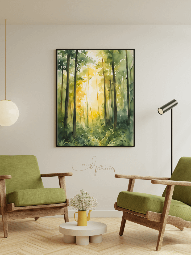 Watercolour Painting Printable Wall Art of FOREST SUN product image (2)