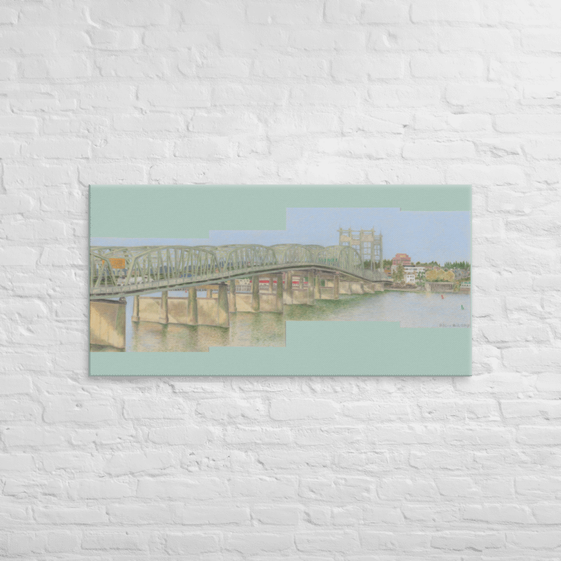 View from the Jantzen Beach Hotel in Portland, Oregon on Canvas with Green Fill (24" x 48") product image (2)