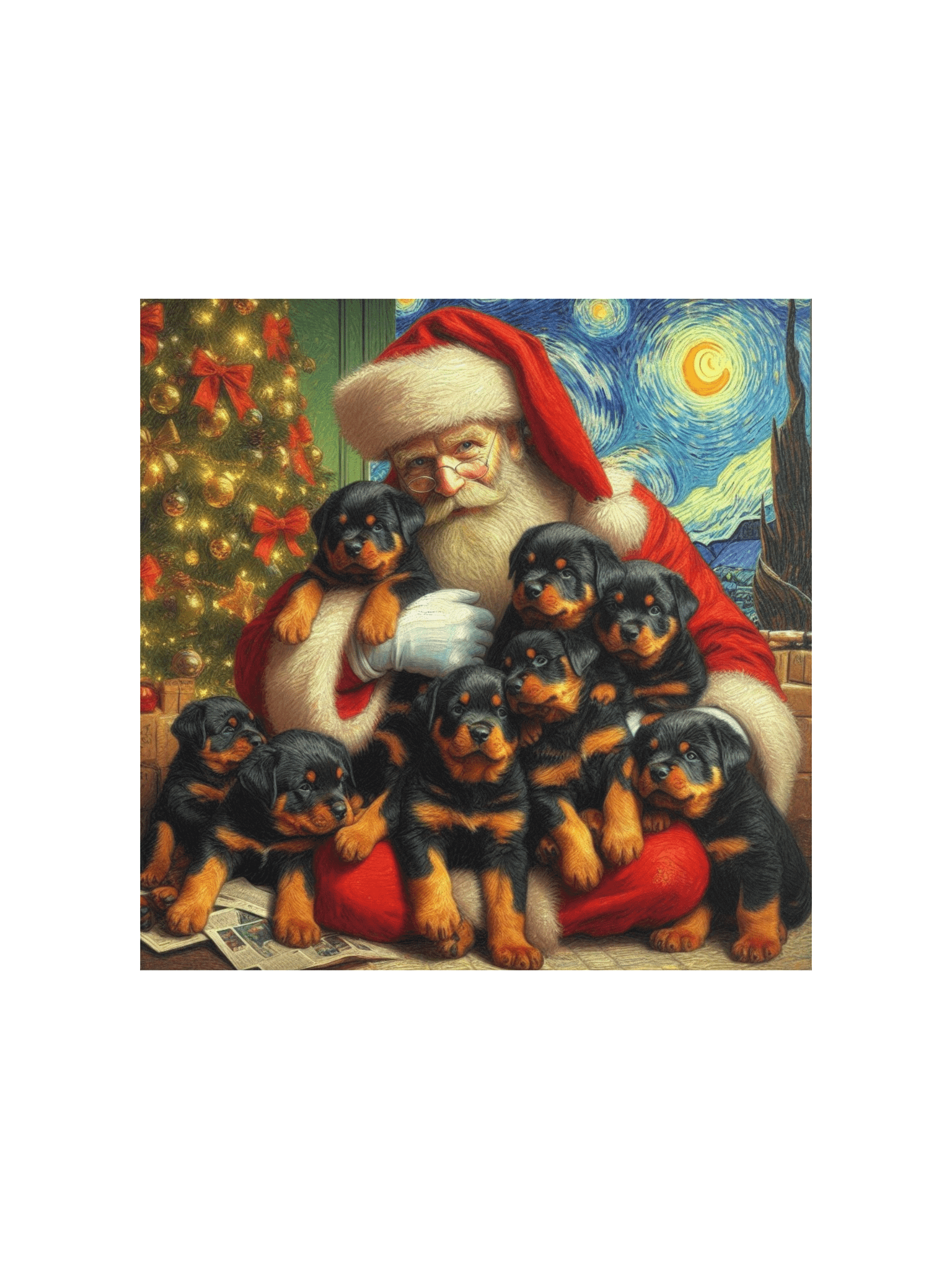 Rottweiler Santa Paws Starry Night Poster product image (1)