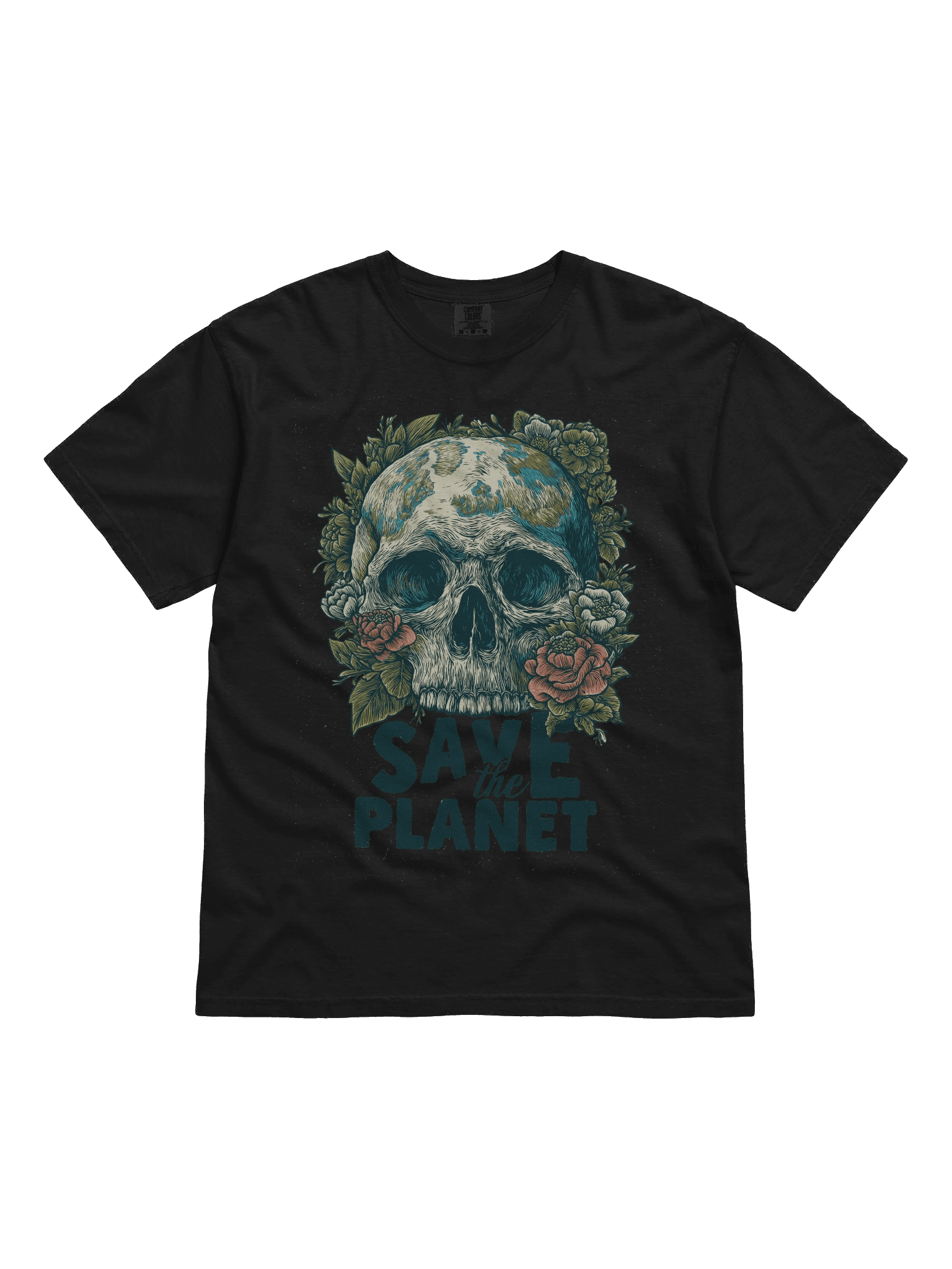 Save The Planet – Skull & Flora Eco Art Tee product image (1)