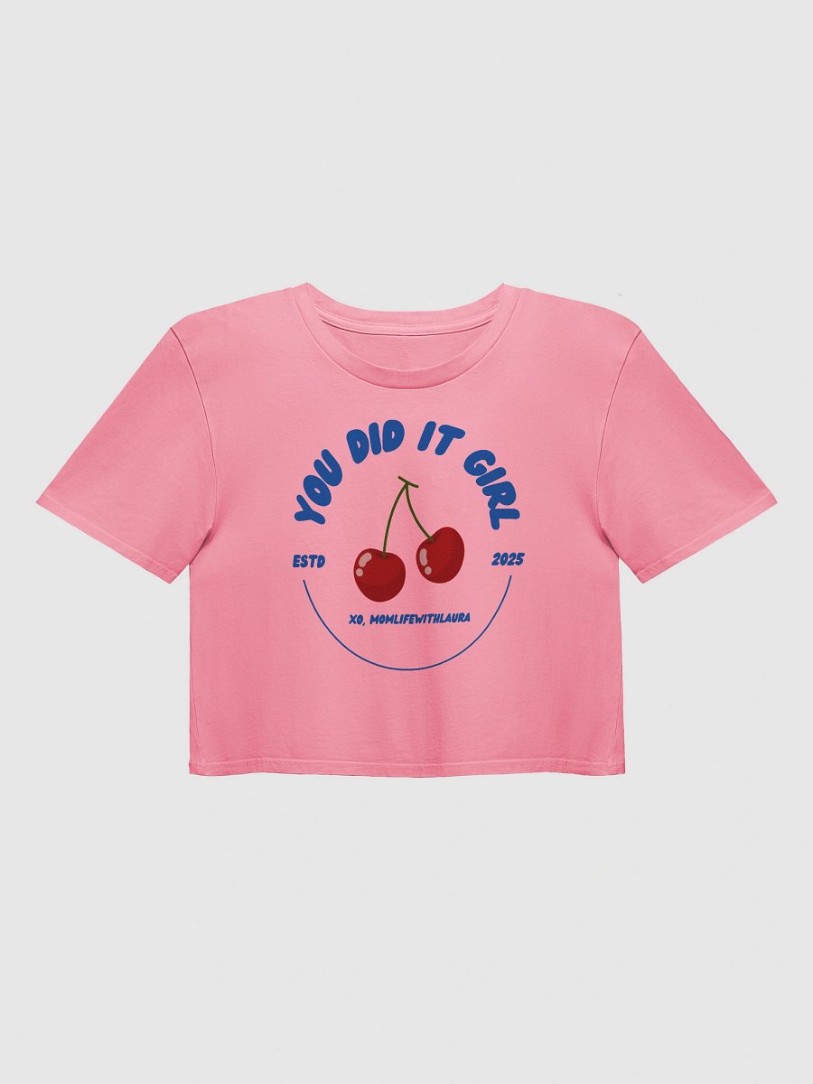 You Did it Girl Cherries Cropped Tee - Blue/Pink product image (1)