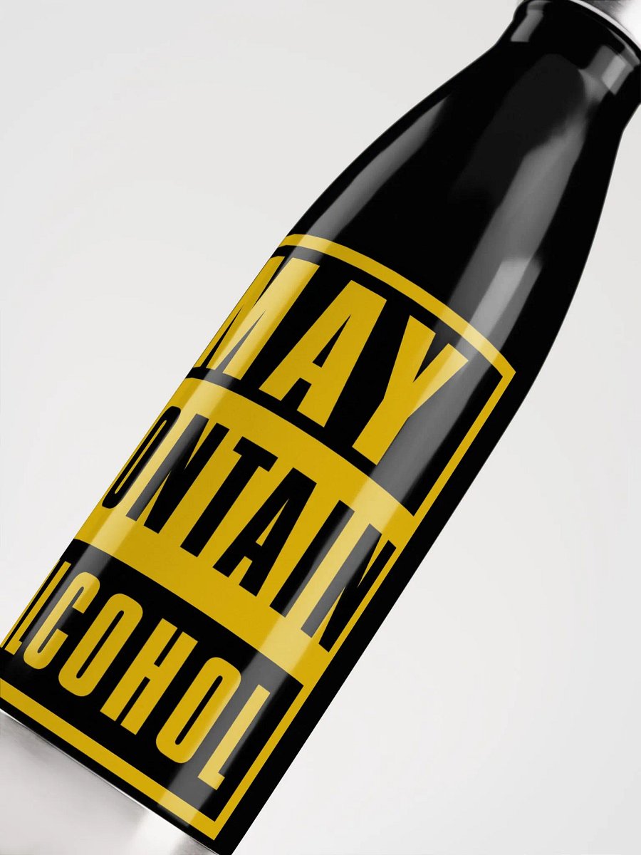 Bold Yellow 'MAY CONTAIN ALCOHOL' Sign Water Bottle product image (5)