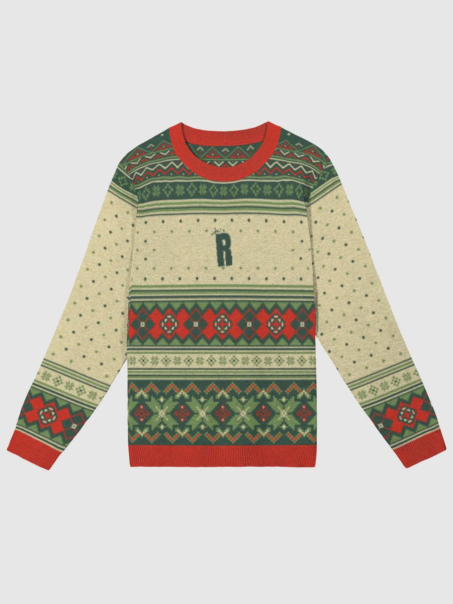 Green and Cream Fair Isle Sweater product image (1)