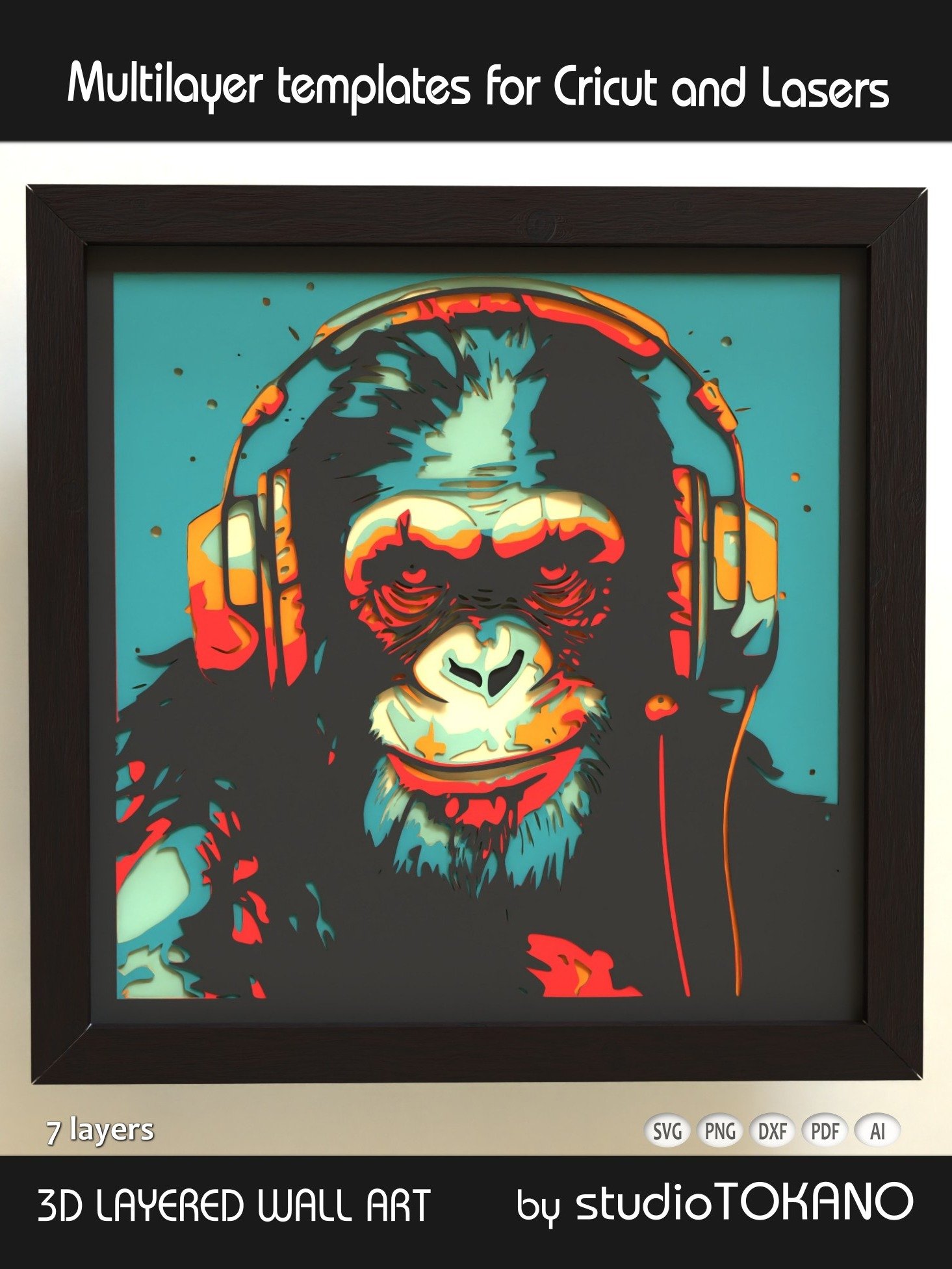 Chimpanzee 3D Cardstock art product image (1)