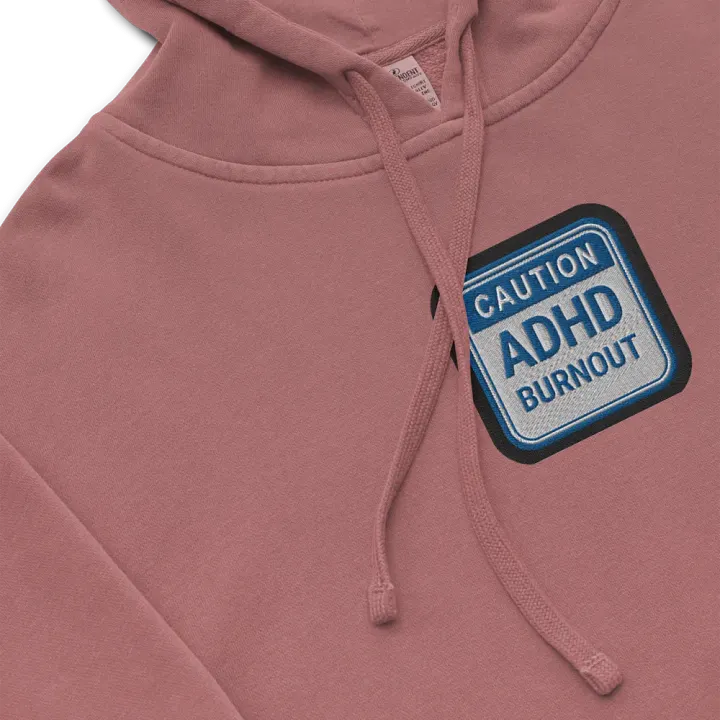 CAUTION: ADHD BURNOUT embroidered pigment hoodie (royal bubble design) product image (1)