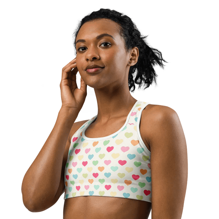 Colorful Heart Pattern Sports Bra product image (2)
