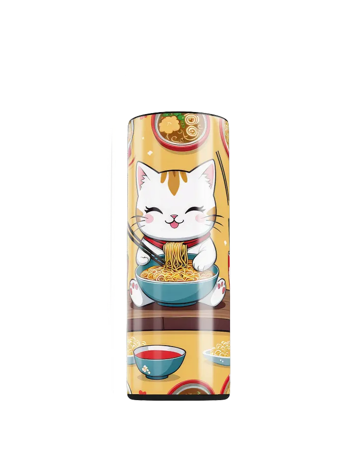 Cute Kawaii Cat Eating Ramen Noodles 20 oz Skinny Stainless Steel Tumbler product image (1)