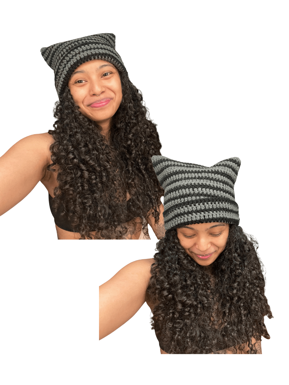 Black and Grey Cat Ear Beanie product image (1)