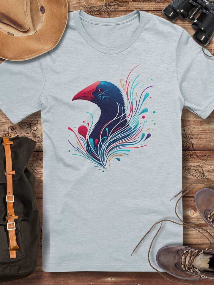 Pūkeko T-Shirt, Artistic New Zealand Bird Tee, Abstract Wildlife Graphic, Nature-Inspired Animal Lover T-shirt product image (1)