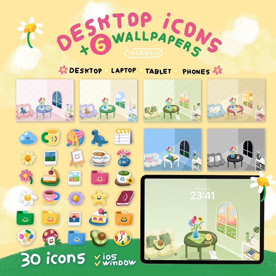 IXLOGO| 30 ICONS + WALLPAPERS little living room (for iOS & Windows) product image (3)