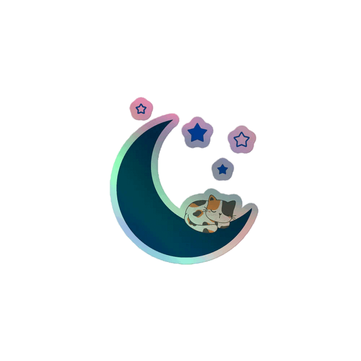 Sleepy Cat on Crescent Moon Sticker Sheet product image (1)