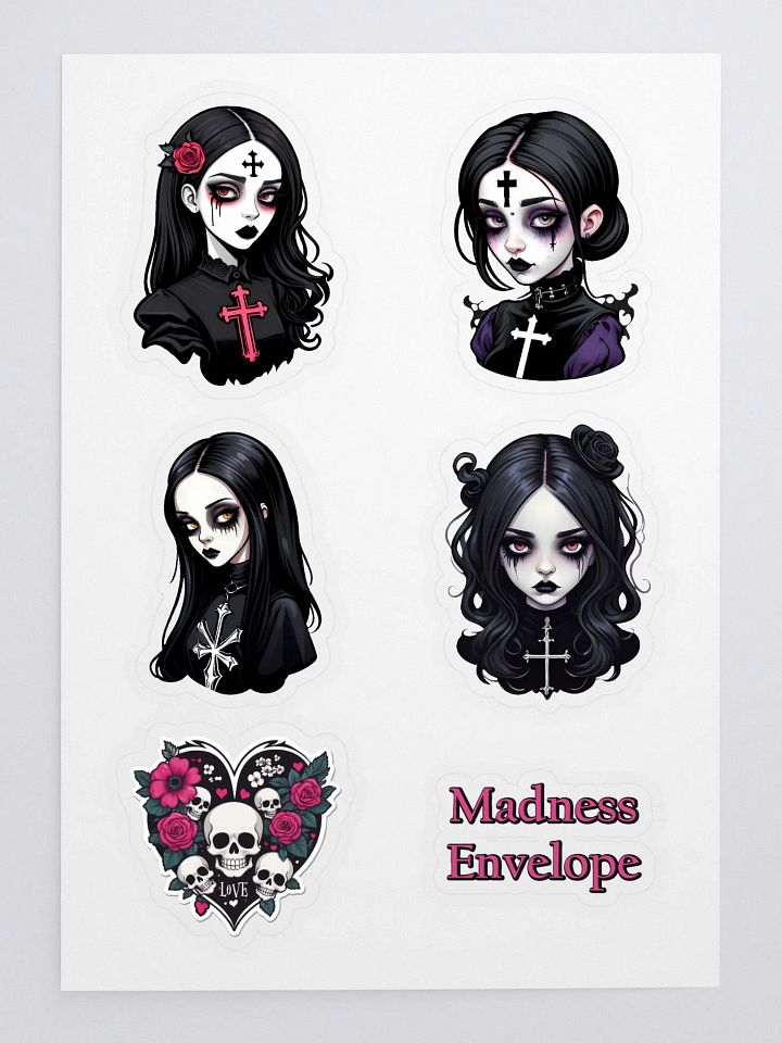 Pale Goth Girl Sticker Set - Collector's Sticker Pack product image (1)