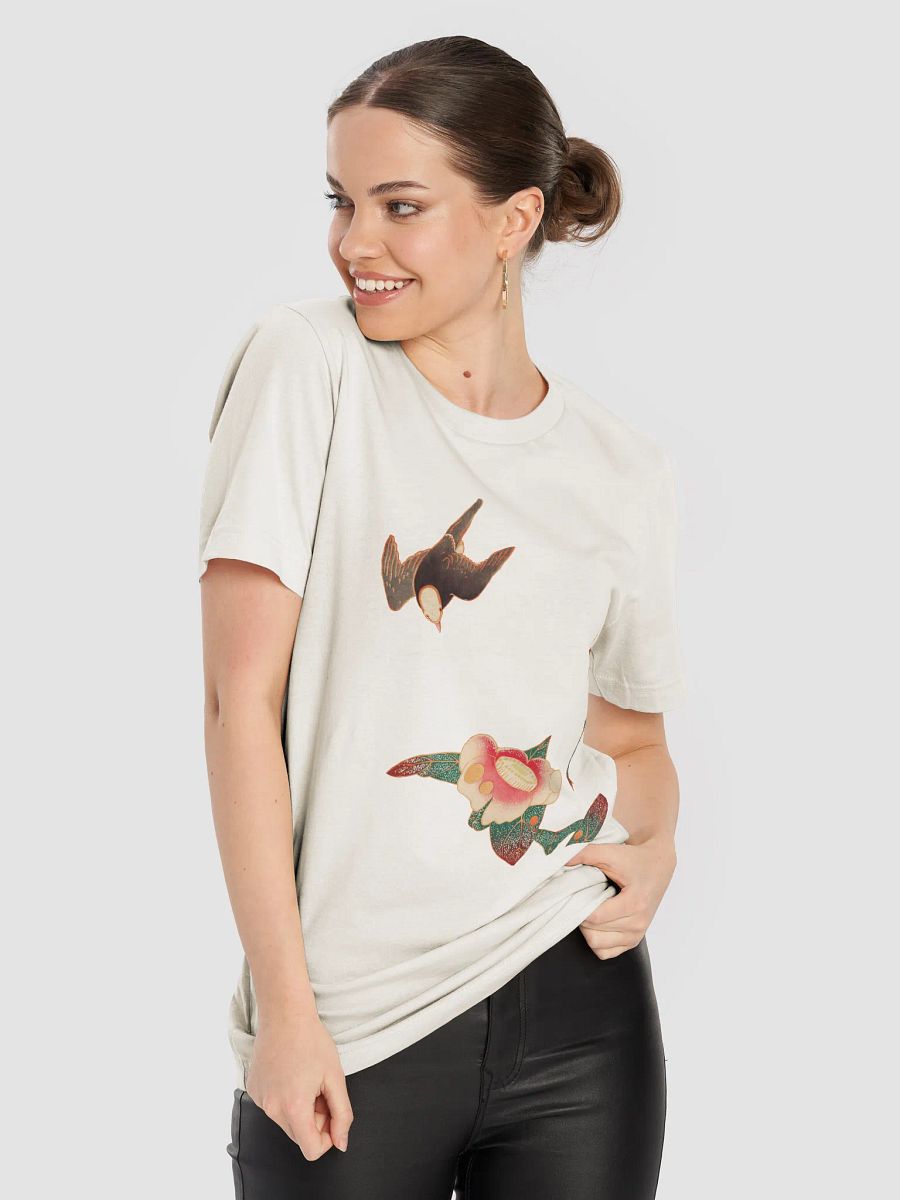 Swallow and Camellia Print Bella+Canvas Unisex Supersoft T-Shirt product image (76)