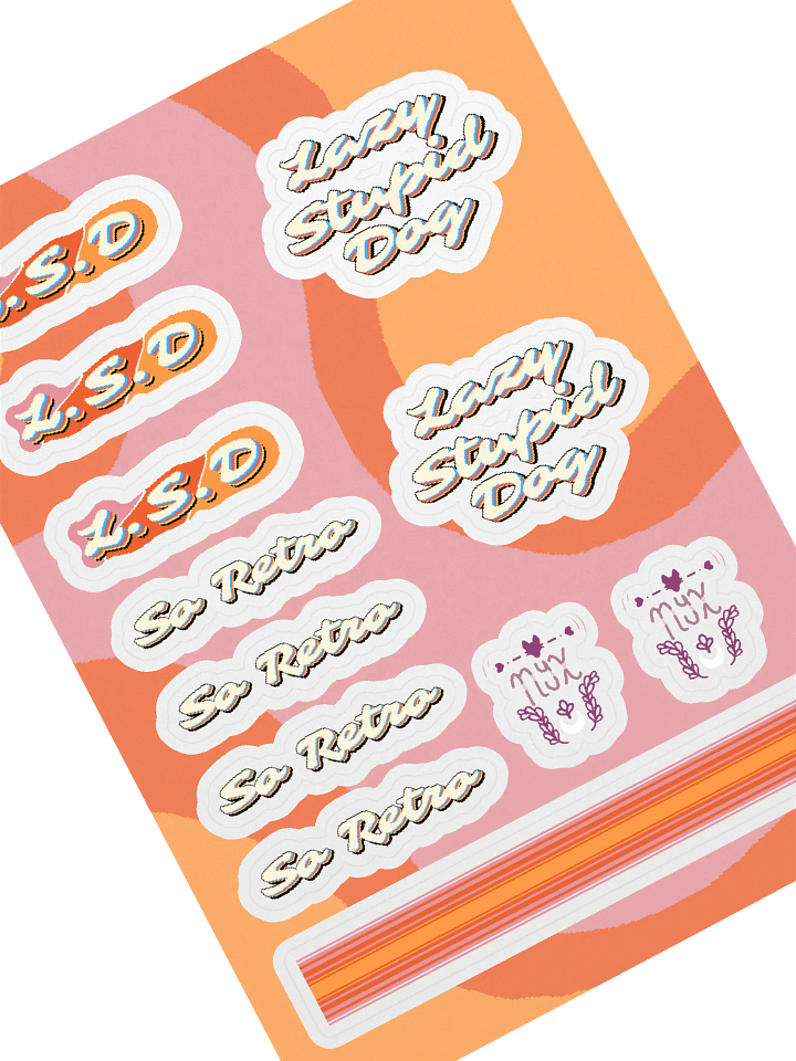 "Lazy Stupid Dog" Retro Sticker Sheet product image (1)
