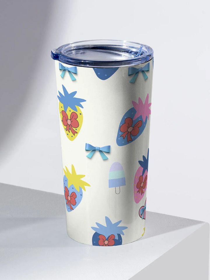 Strawberry Delight 20oz insulated Stainless Steel Tumbler with reusable Straw, lead proof cup lid. Tumbler Mug Flasks product image (2)