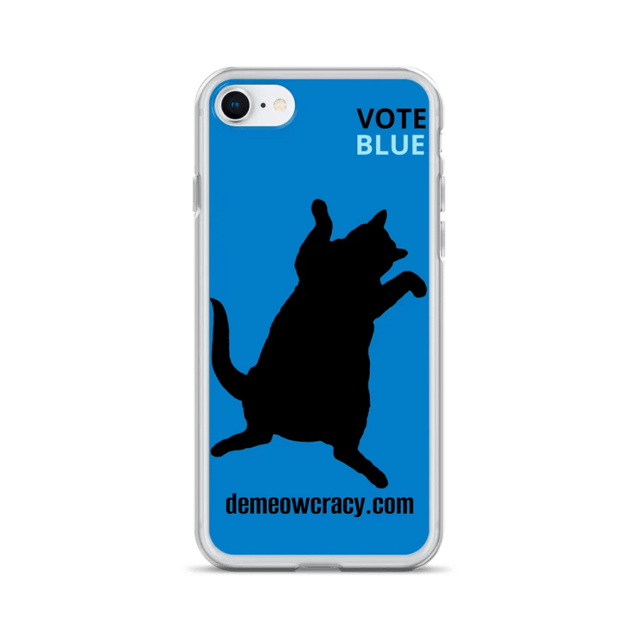 Vote Blue Dancing DeMeowcracy Cat iPhone Case - Turquoise Blue product image (3)