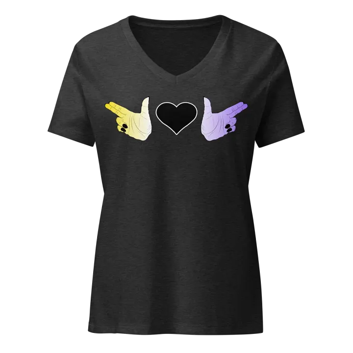 Finger Guns (enby flag) V Neck product image (3)