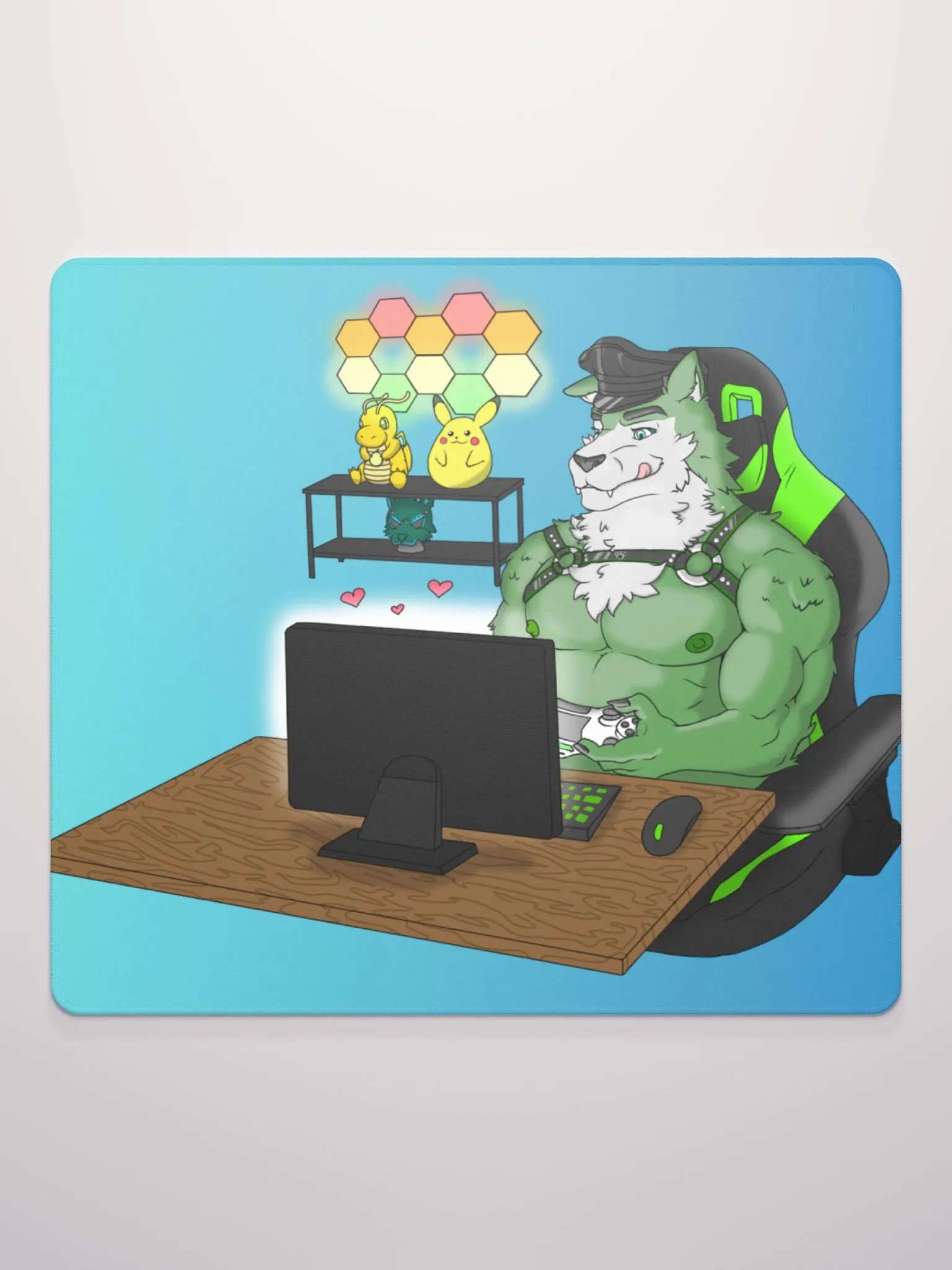 Cozy Wolf Dad Gaming Mouse Pad (Blue / Left) product image (4)