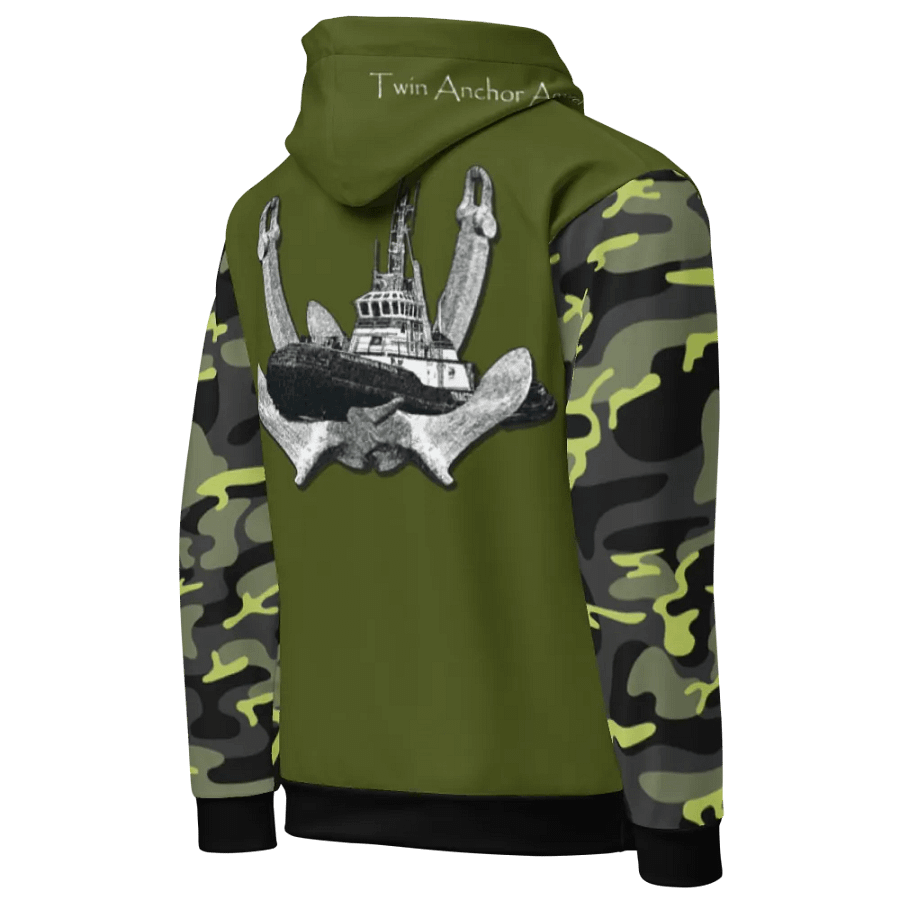 Camouflage & Green Twin Anchor Marco tug Hoodie product image (10)