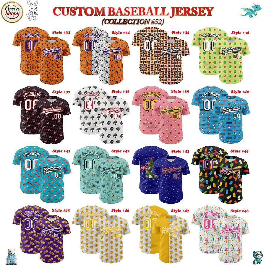 Authentic Baseball Jersey, Custom Baseball Jersey, Personalized Sport Jersey, Colorful, Number, 3D Cute, Gift For Kid product image (183)