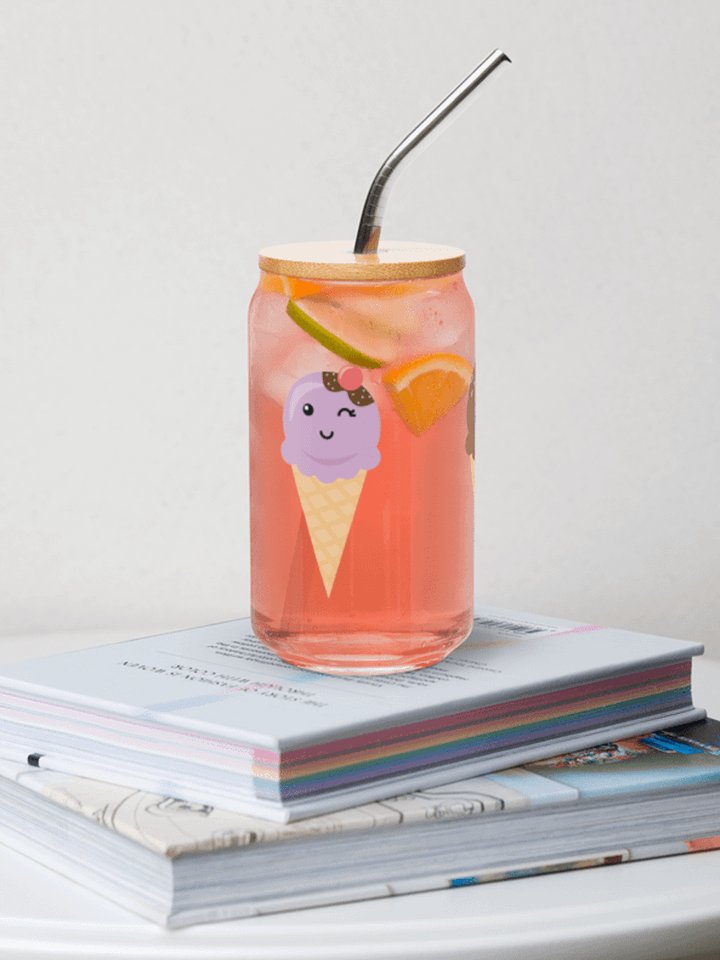 3 Ice Cream Cone Characters on Can Shaped Glass product image (4)